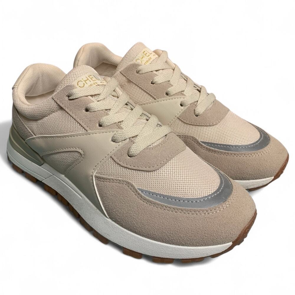 Racheal Zoe Sophie Tan & Cream Lace-Up Sneakers Size 9